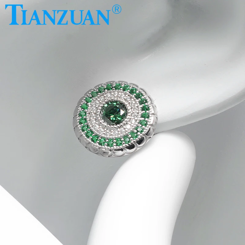 

Hot Stud Earrings 15mm Eye Design Muzuo Green Lab Grown Emeralds For Women Gift Fine Jewelry Earrings Everyday Accessories