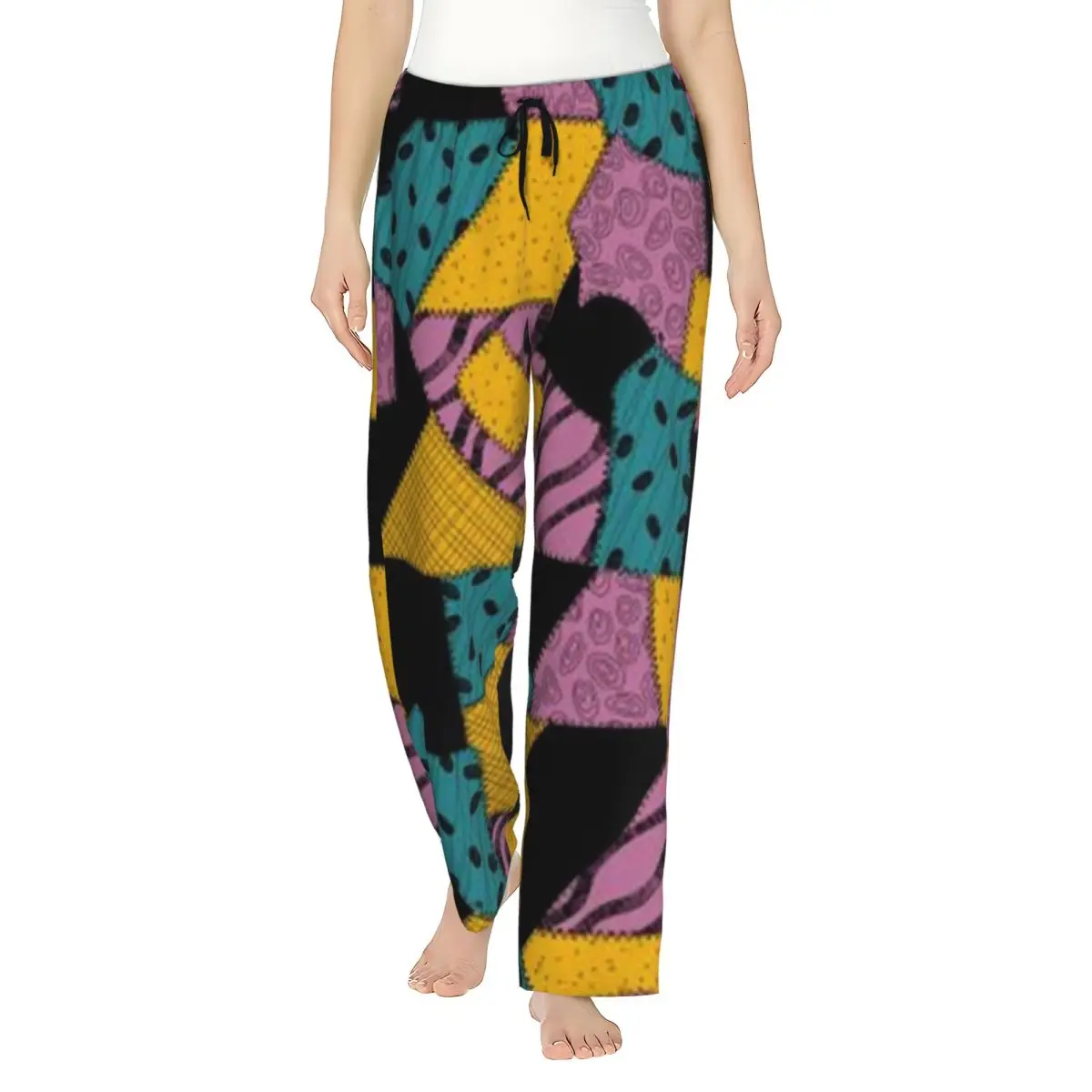 

Custom Nightmare Before Christmas Pajama Pants for Women Sallys Dress Lounge Sleep Drawstring Sleepwear Bottoms with Pockets