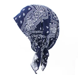 Floral Women Bandanas Girl Hip-hop Turban Cap Headwear Lady Rural Caps Female Fashion Headscarf Polyester HD007