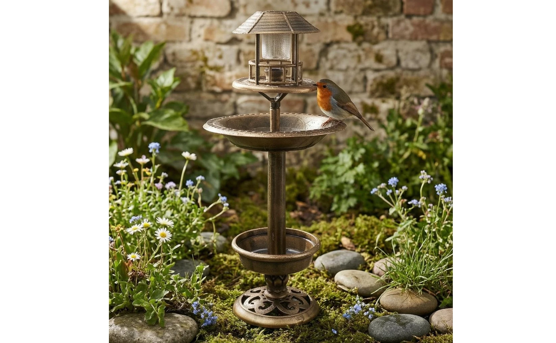 Decorative Birdbath Combo Scalloped Solar Bird Bath Garden Decor PP Plastic for Outdoor Decorative Birdbath Combo Scalloped Solar Bird Bath Garden Decor PP Plastic for Outdoor