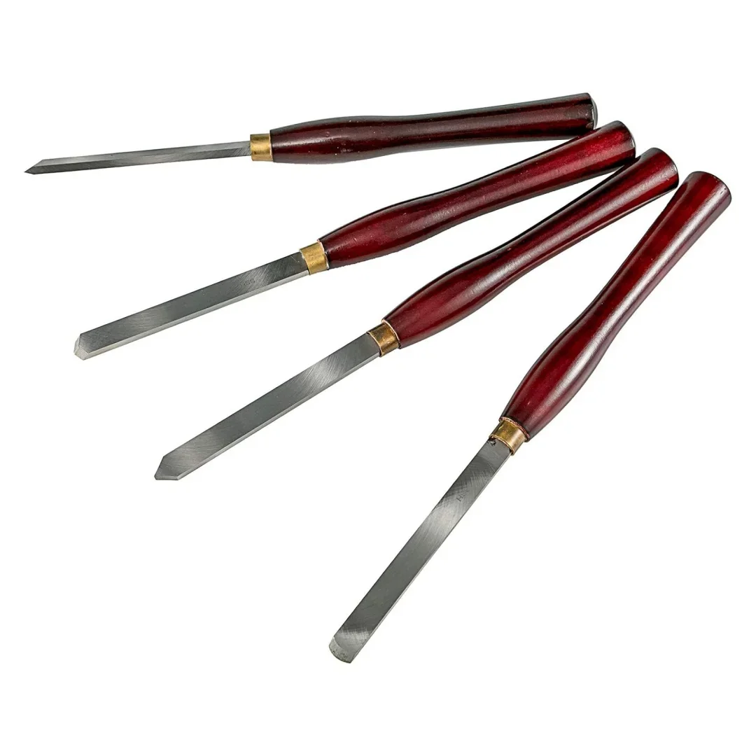 Woodworking Lathe Chisel 6Pcs Set HSS Steel Blades Wood Turning Tools Wooden Case for Wood Carving Root Furniture Carving Lathes