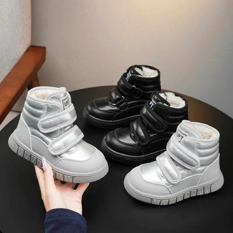 

Детские полусапожки, детские спортивные ботинки с двойным крючком и петлей, новые зимние ботинки с круглым носком, новинка 2024, модные кожаные ботинки для мальчиков и девочек с мягкой подошвой