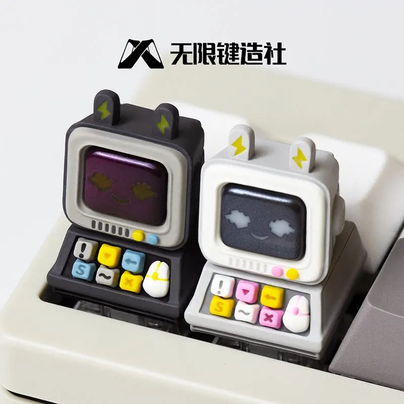 Retro Computer Light-Transmitting Resin Art Keycap Ornament Custom Esc Replace Single Key Mechanical Keyboard Decor Adlut Gift