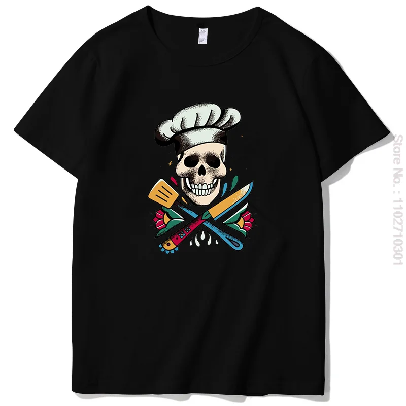 

Chef Skull Mens T-Shirt Graphic T Shirts Short Sleeve t-shirt Tees Tops Oversized O-neck T-shirt Summer Harajuku Mens Clothes