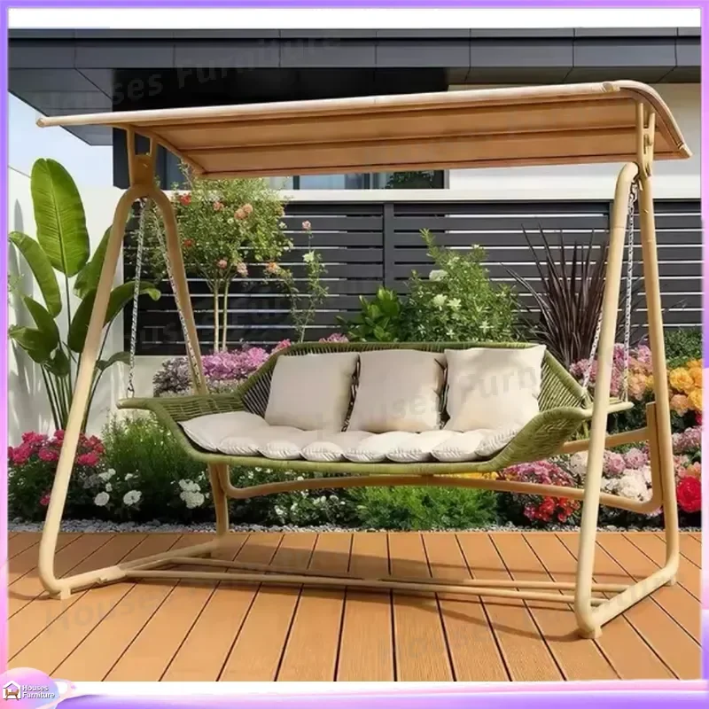 Outdoor Double Swing Hammock Heavy Duty Alloy Frame Scratch Free Floor Protection Garden Patio Apartment Hanging Chair Seat