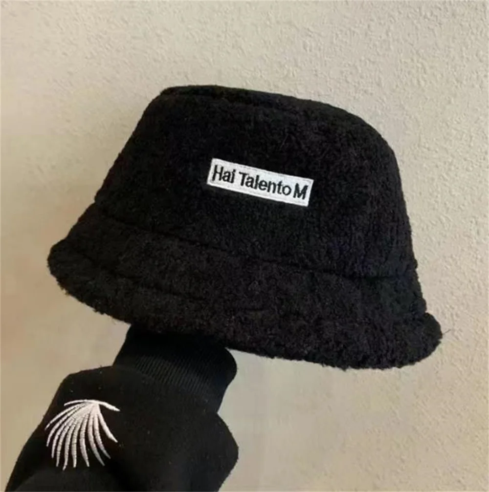 Winter Warm Plush Bucket Hat Women Girl Solid Color Fuzzy Fishmen Panama Caps For Lady Casual Outdoor Bucket Hats for Women