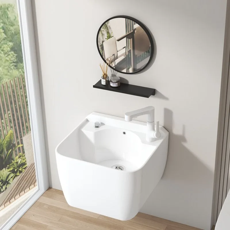 Big belly deepened small apartment ceramic integrated basin, wall-mounted washbasin, balcony bathroom washbasin,