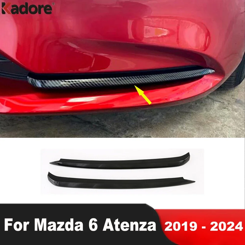 Car Front Fog Light Lamp Eyebrow Cover Trims For Mazda 6 M6 Atenza 2019 2020 2021 2022 2023 2024 Black Foglight Eyelid Strips