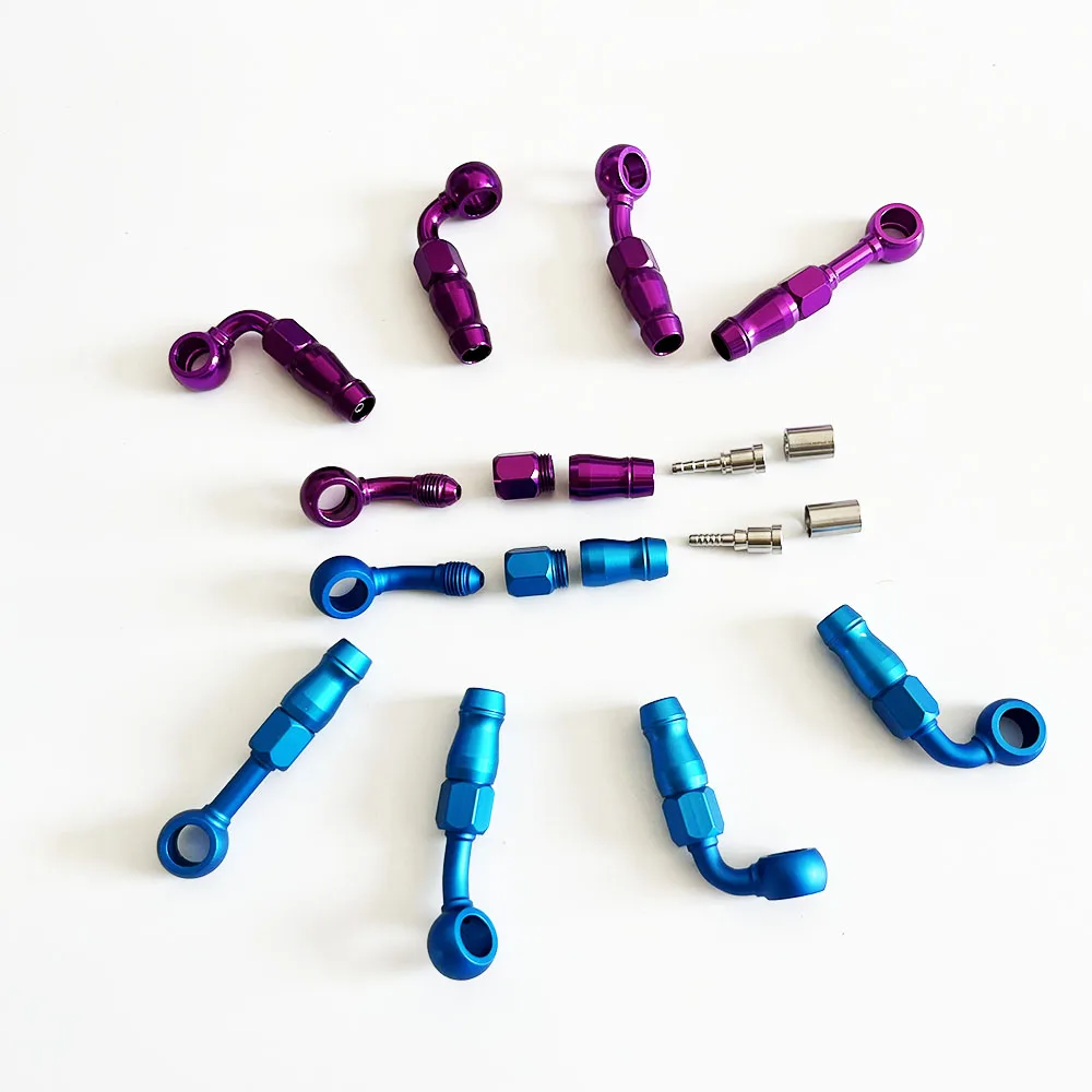 Motorcycle Banjo Brake Fitting M10 Aluminum AN3 360° Swivel Hydraulic Brake Clutch Hose Adapter for 0° 28° 45° 90° Offset