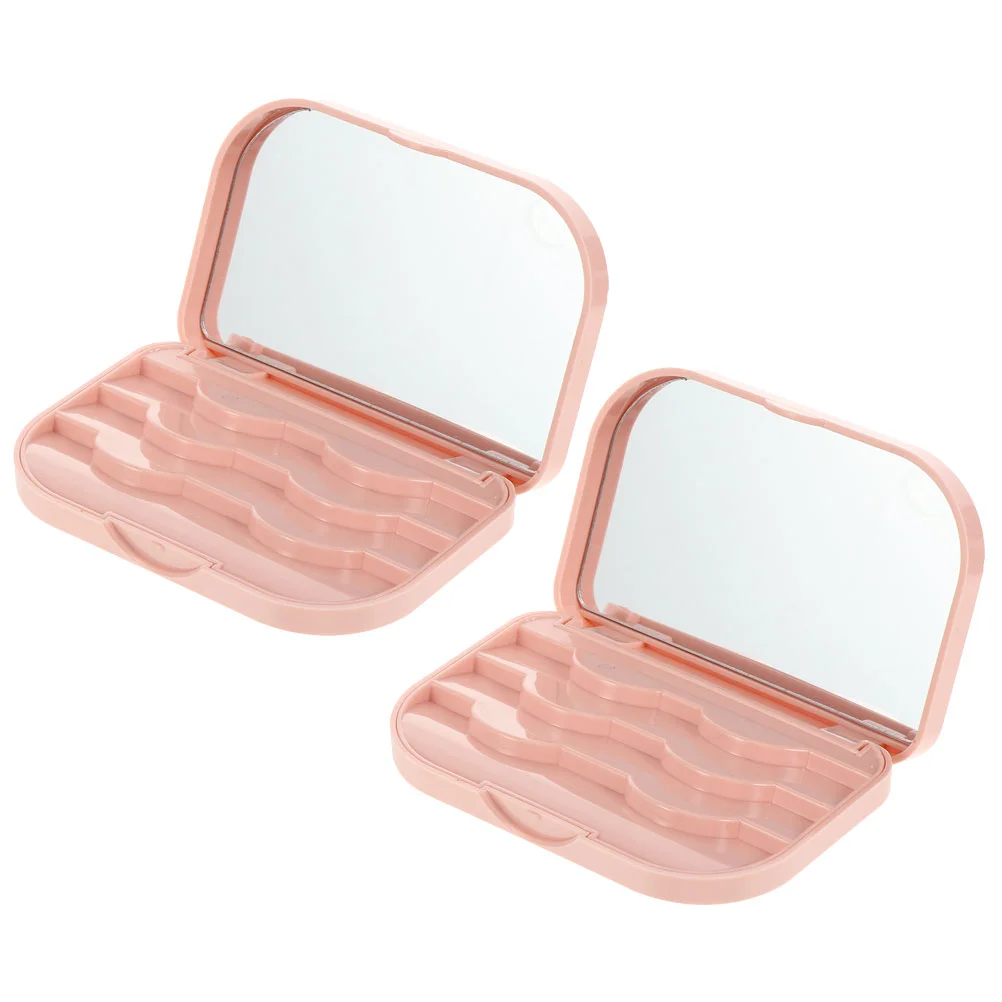 2 Pcs Eyelash Storage Box Fake Eyelashes Artificial Organizer Container Magnetic Field Weakening Case Girl Travel False