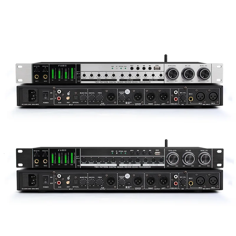 Paulkitson fx8iii processador de efeitos de eco de áudio digital profissional dsp karaoke microfone sem fio pré-efeitos processador de áudio