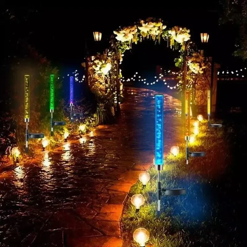 Naxilai Garden Solar Lights 2pcs Decorative Bubble Garden Stakes Color Changing LED Garden and Yard Decoration 2.5 x 30.7 Inch