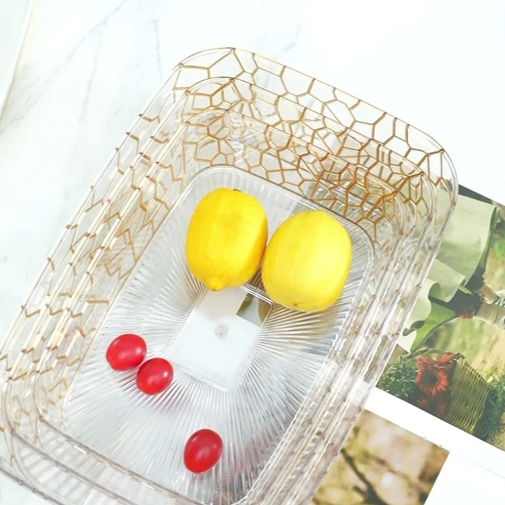 

with Lid and Handle Fruit Snacks Plate Tray Rectangle Square Transparent Sample Display Tray Box Dessert Moisture-proof