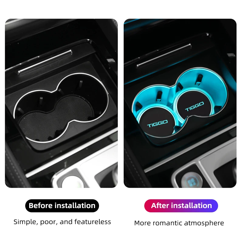 Car luminous water coaster anti-skid pad Chery Tiggo 3 4 5 7 PRO 8 PlusInduction colorful modified atmosphere light
