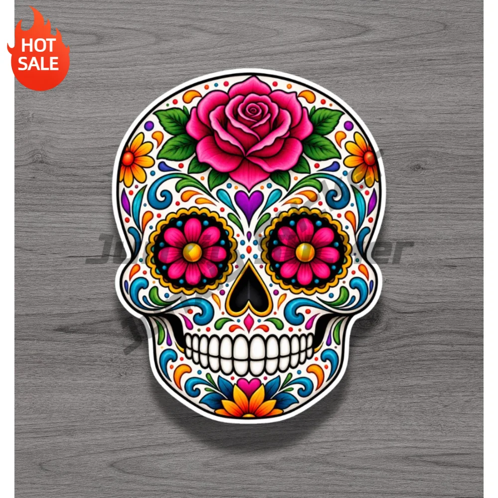 Sugar Skull Day Of The Dead Vinyl Sticker For Laptop And Water Bottle Self Adhesive Mexican Festival Decal