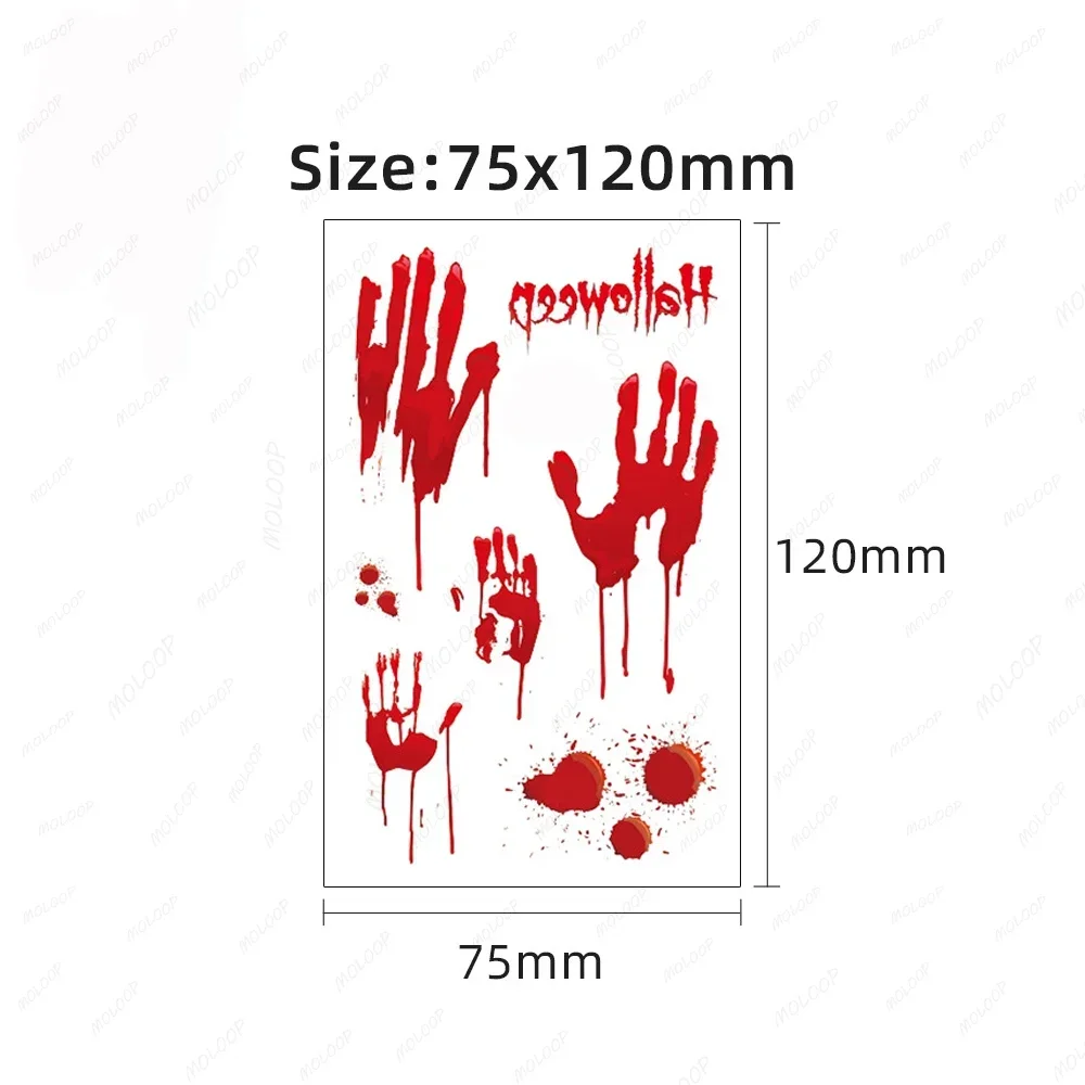 Tattoo Sticker Halloween Horror Scar Bleed Patterns Waterproof Temporary Makeup Fake Tatto for Men Women Body Art