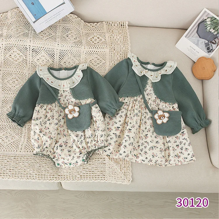 Spring Autumn Baby Girls Sweet Lace Princess Dress Children Kids Infants Flower Long Sleeve Dresses Baby Girls Cloths