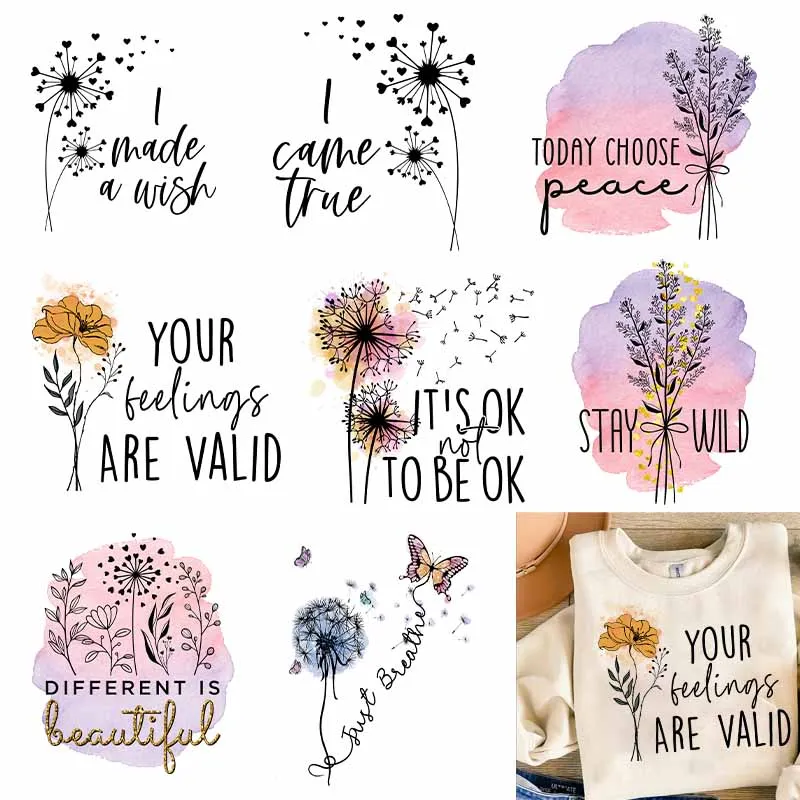 

DTF Dandelion Patch Iron On Transfer Sticker For Clothing DIY Bueatiful Heat Transfer Decals Print Sticker Unique Appliqued