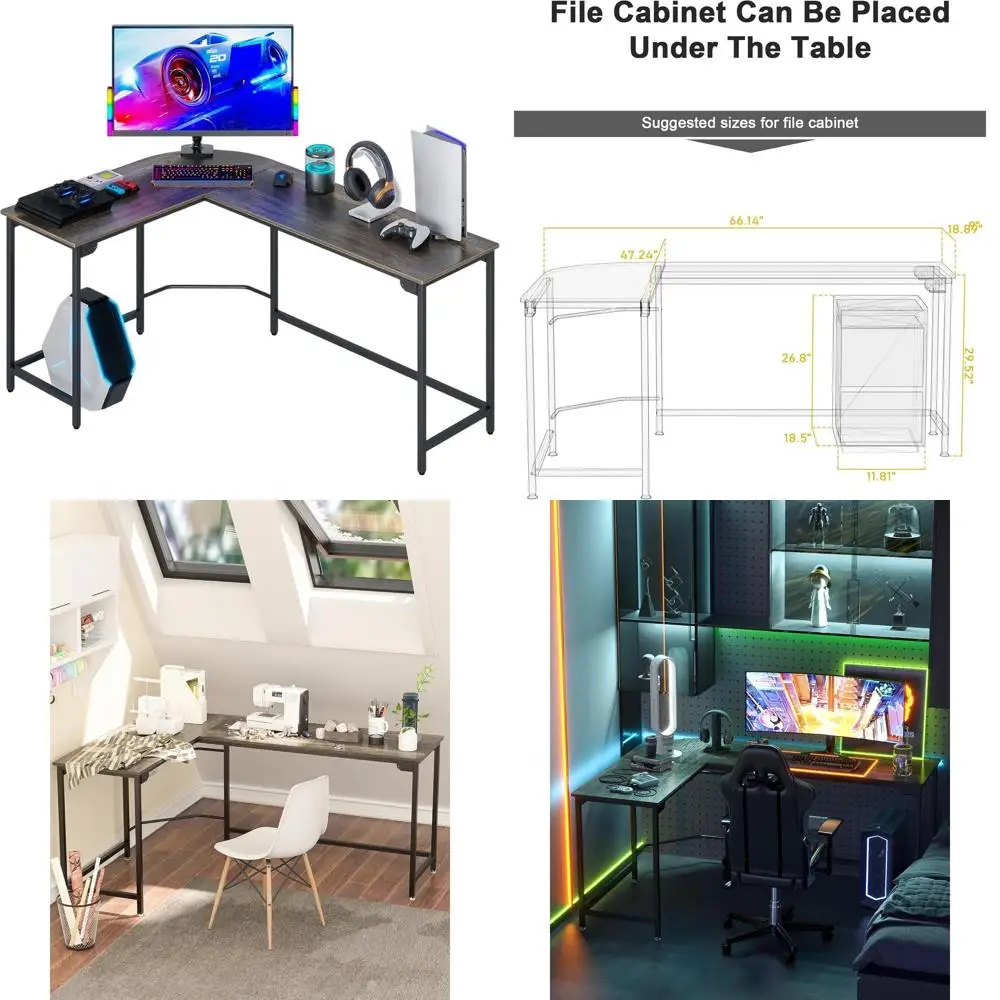 

L-Shaped Gaming Desk 66 - Compact Computer Desk for Home Office, Study, or Small Spaces, Easy Assembly