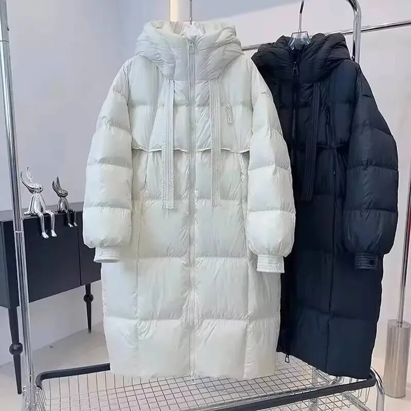 

2025 New Winter Jacket Women Long Down Cotton-Padded Coat Over-The-Knee Parkas Hooded Warm Female Windproof Snow Outwear