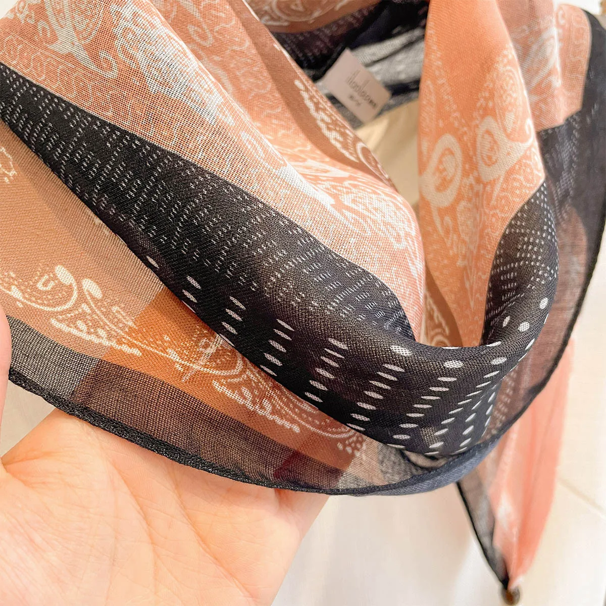 Jeans Pairing Scarves With Pendant Thin Diamond-shaped Scarf For Women Bandanas Luxury Hijab Neckerchief Elegant Shawl Wraps