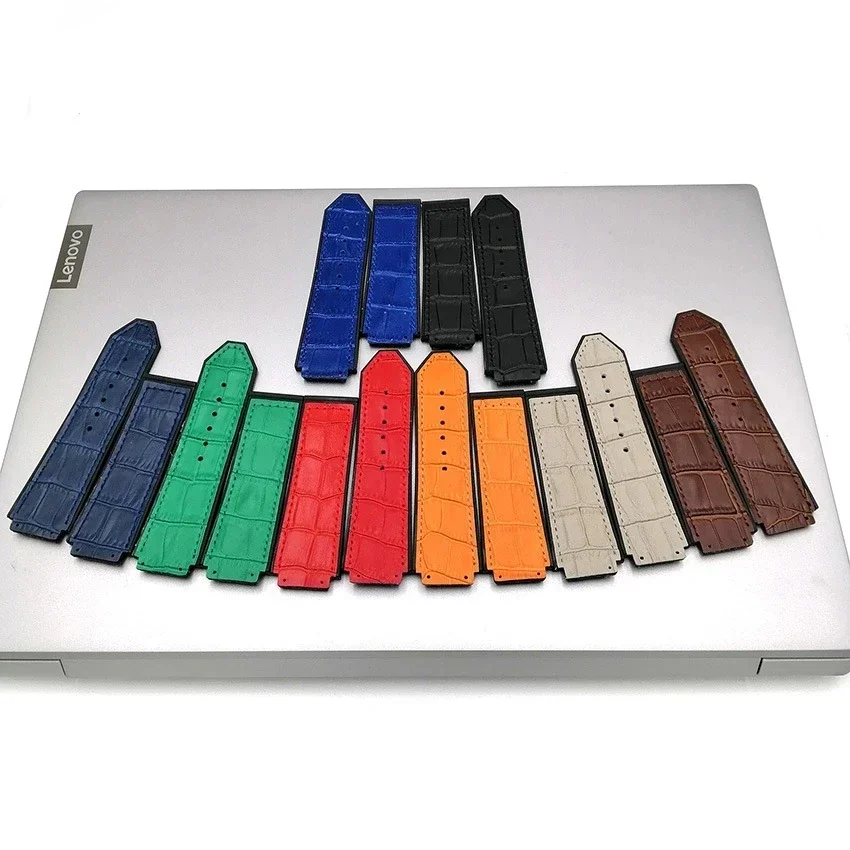 Pulseira de couro genuíno para a série Hublot, pulseira de borracha esportiva, fecho 22mm, moda, 22mm, 25mm * 19mm