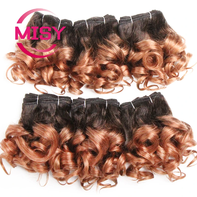Lockiges Haar Bundles Brasilianische Menschliche Haarwebart 6 Bundles Mit Spitze Verschluss Farbige 1B/27/30/33/99J Kurze Haar Verlängerung Für Frauen – Detail 3