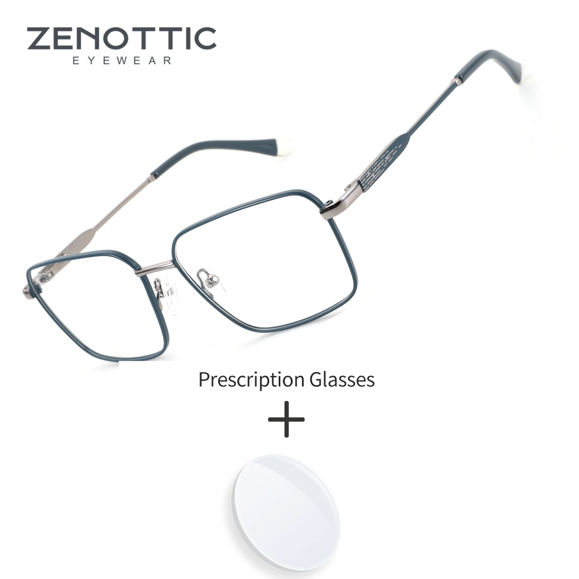 ZENOTTIC – lunettes de vue carrées en métal pour femmes, taille S, avec filtre de lumière bleue progressif, verres optiques de lecture