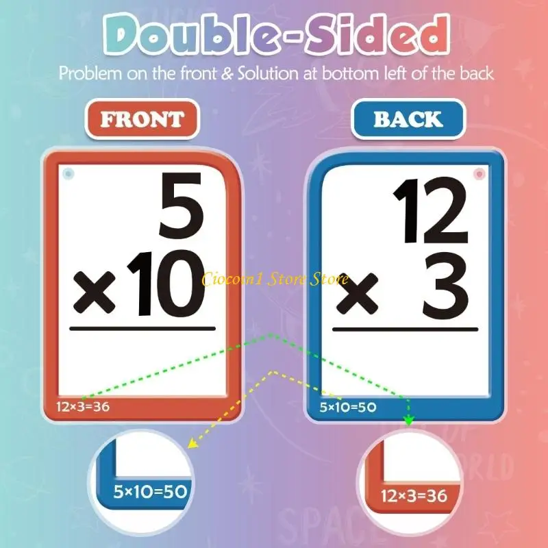 A3PC Childrens Math Operations Practice Study Cards Math Teaching Aid For Preschooler