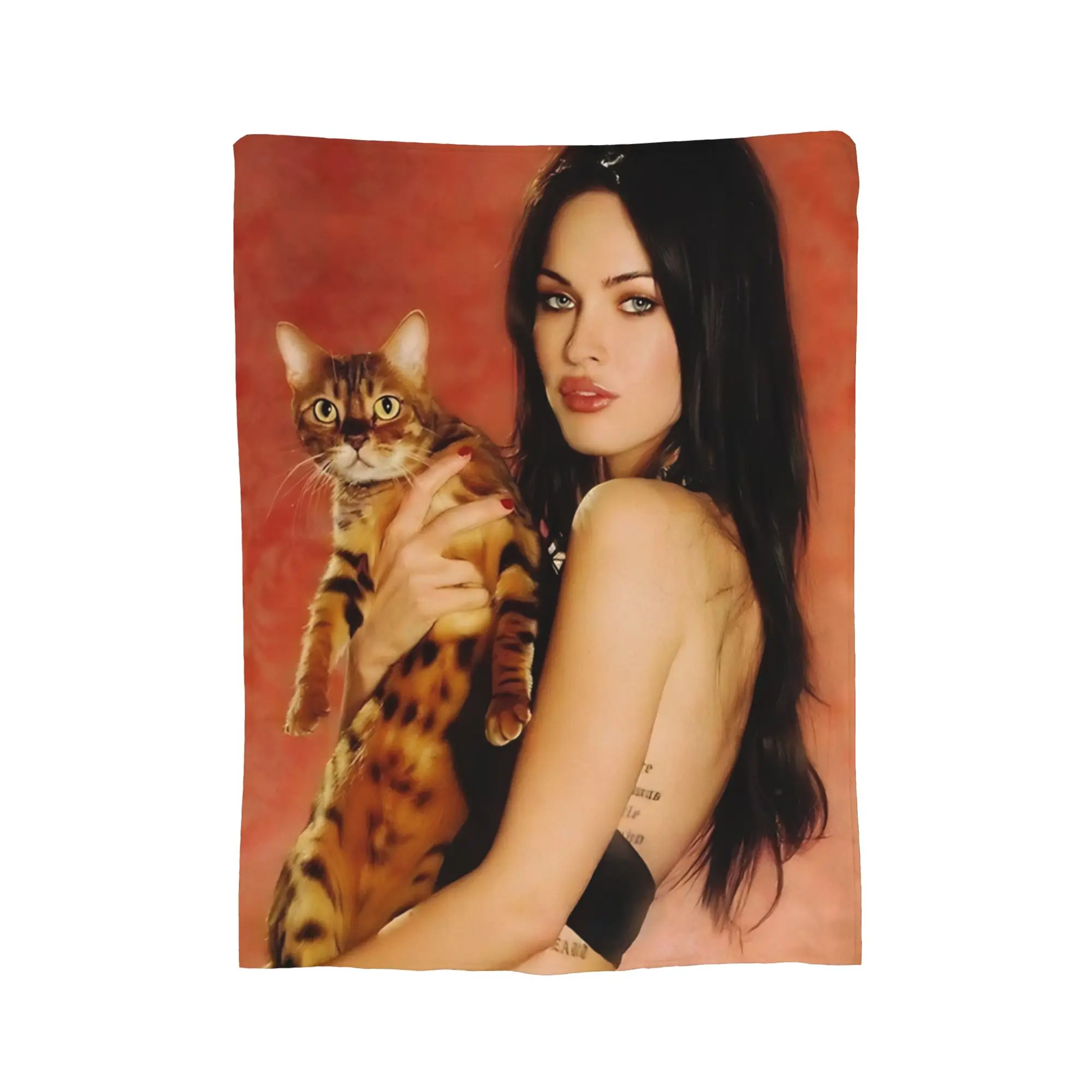 Megan Fox  Poster Blanket  Flannel Vintage Warm Throw Blankets for Bedspread Autumn/Winter