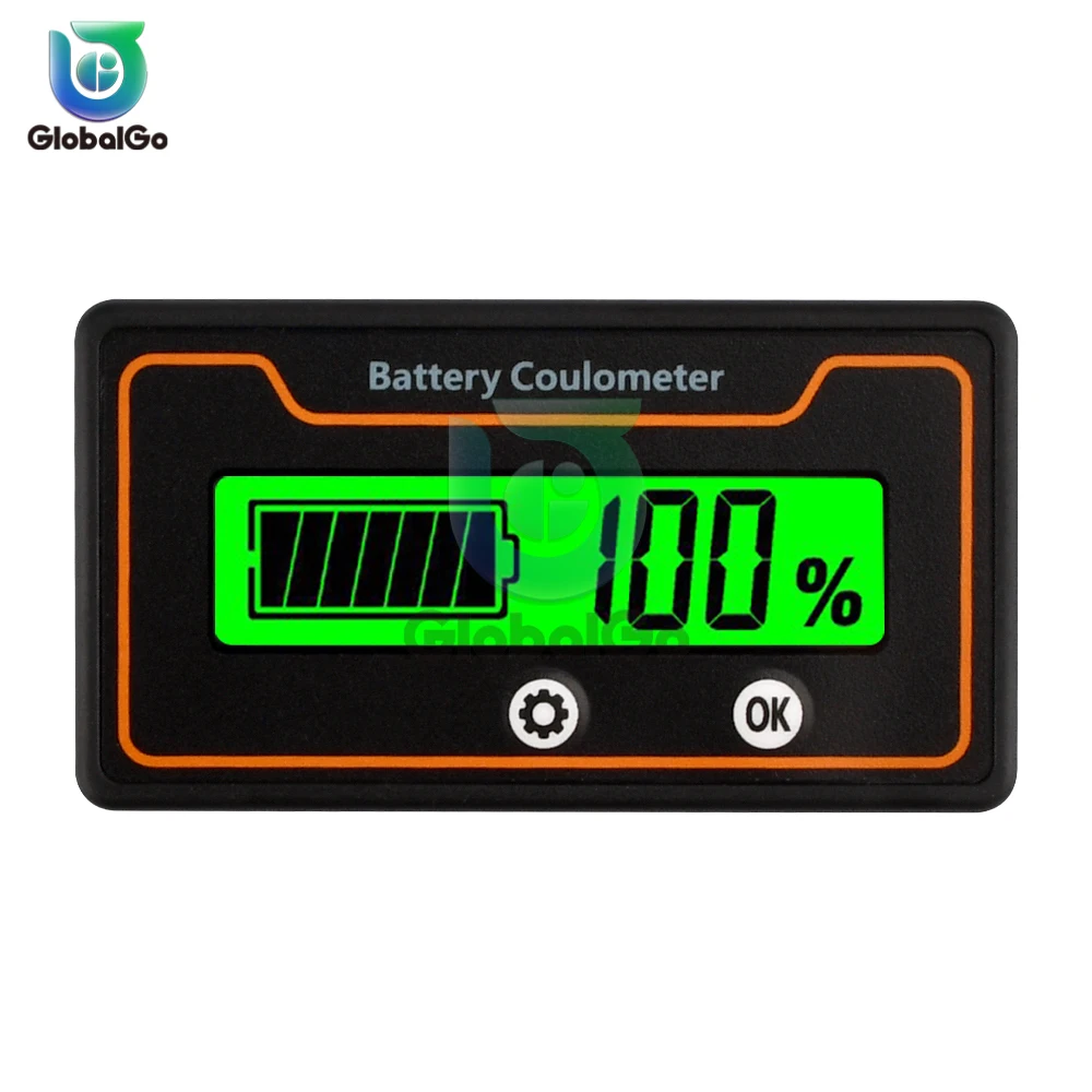 50A/100A/200A/400A/500 Battery Capacity Indicator 8-120V Voltmeter Coulometer with Shunt Lead Acid Lithium LiFePO4 Display Meter