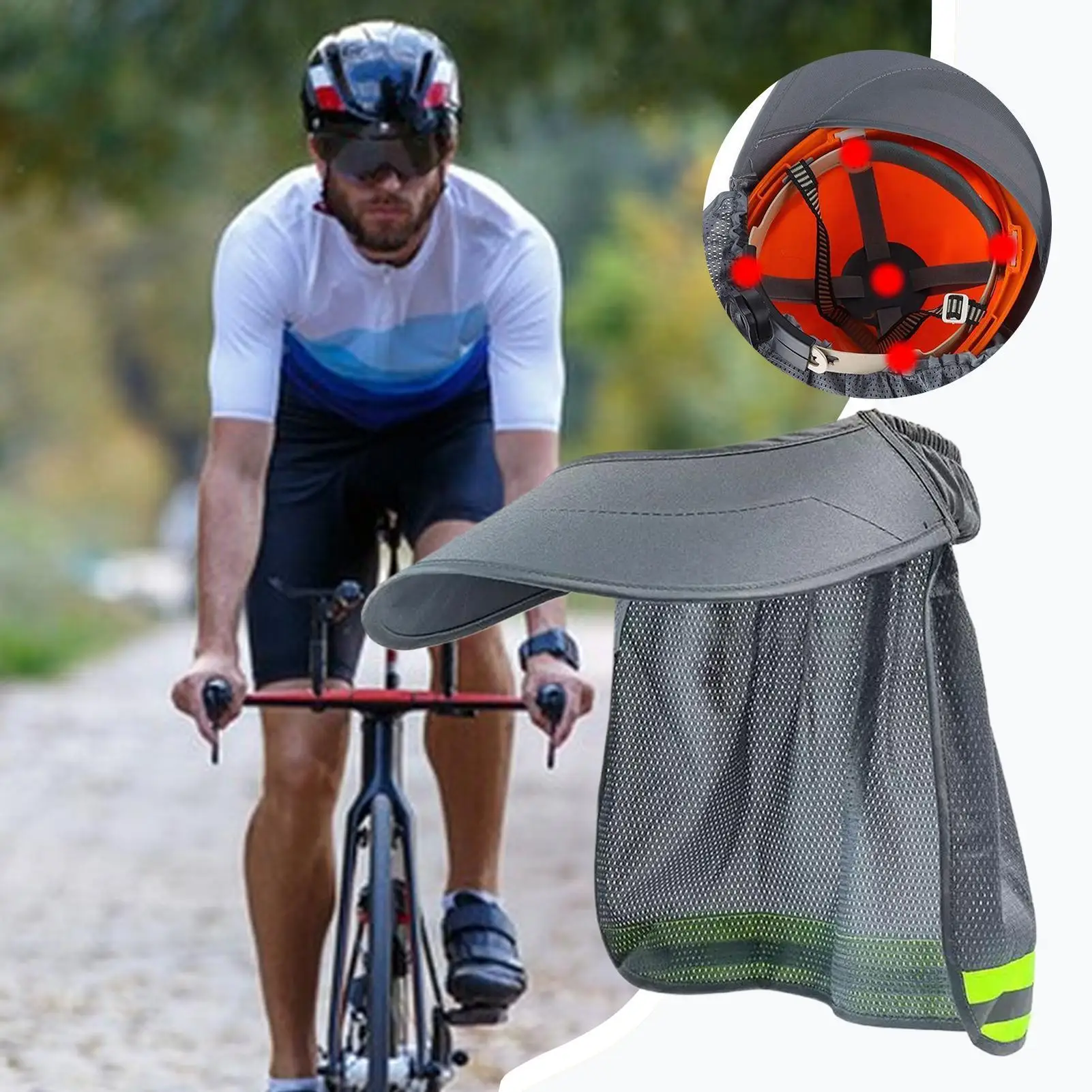 Hard Hat Shade Mesh Neck Sun Shield Protective Helmet Accessories with Reflective Strip Safety Gear Attachment for Working