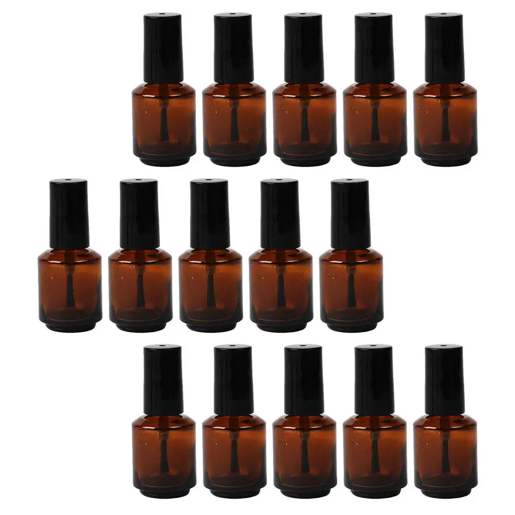 

15Pcs Nail Polish Empty Bottles Glass Cylindrical Vials DIY Refillable Brush Caps for Nail Art Serum Cuticle Oil Liquid