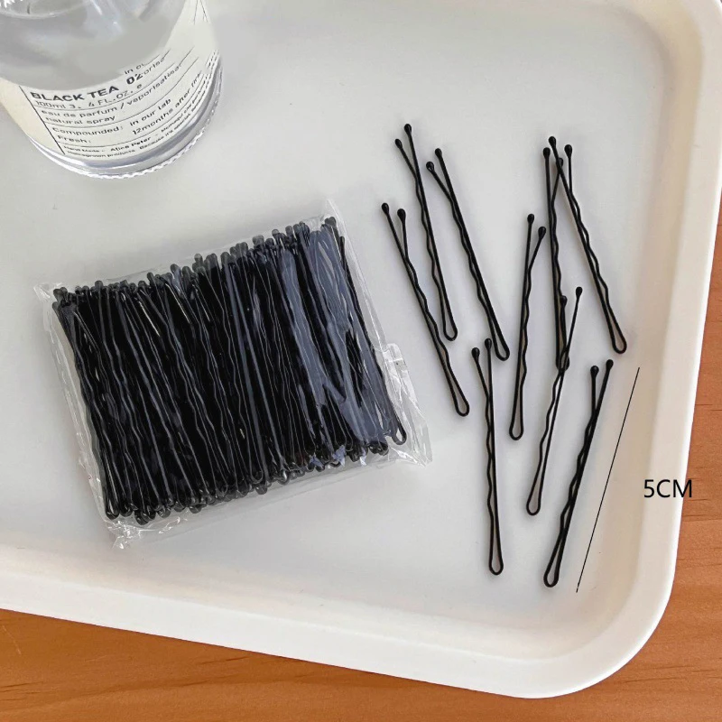 【New】50 Pcs 5cm Metal One Word Clip Hundred Cross Hairpin Korean And Japanese Bangs Clip Headdress Side Clip Hair Accessories