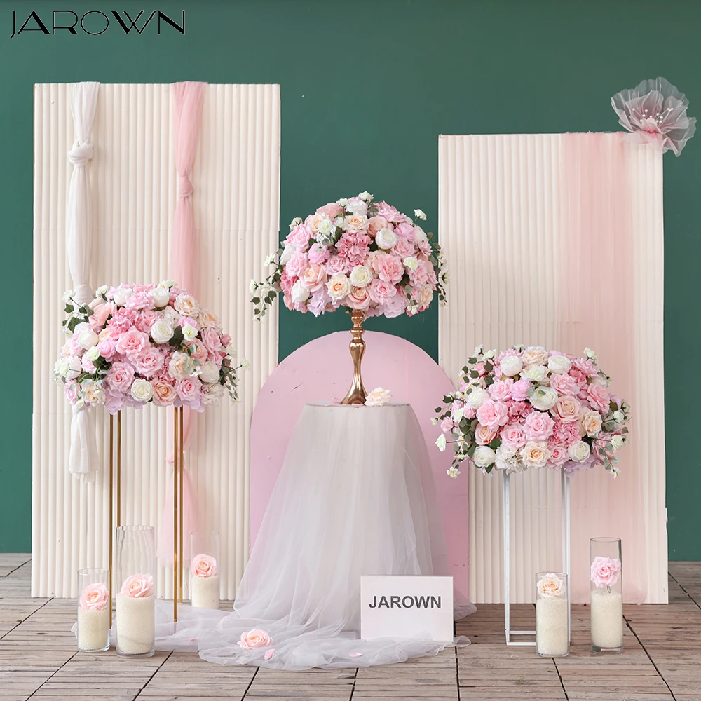 Wedding Table Centerpieces Luxury Pink White Artificial Rose Hydrangea Flower Ball Centerpieces for Event Backdrop Decoration