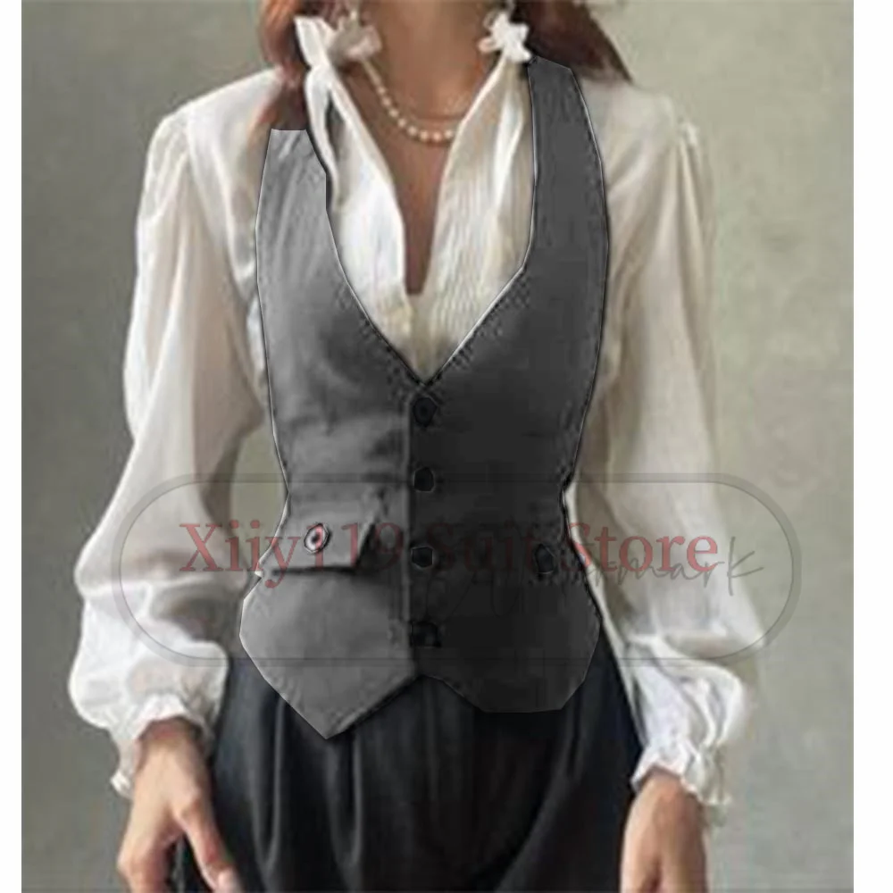 Women\'s serge  Tweed Waistcoat Slim Fit V-Neck Dressy Suit Vest  Casual Formal Business Vest for women  Vintage Waistcoat