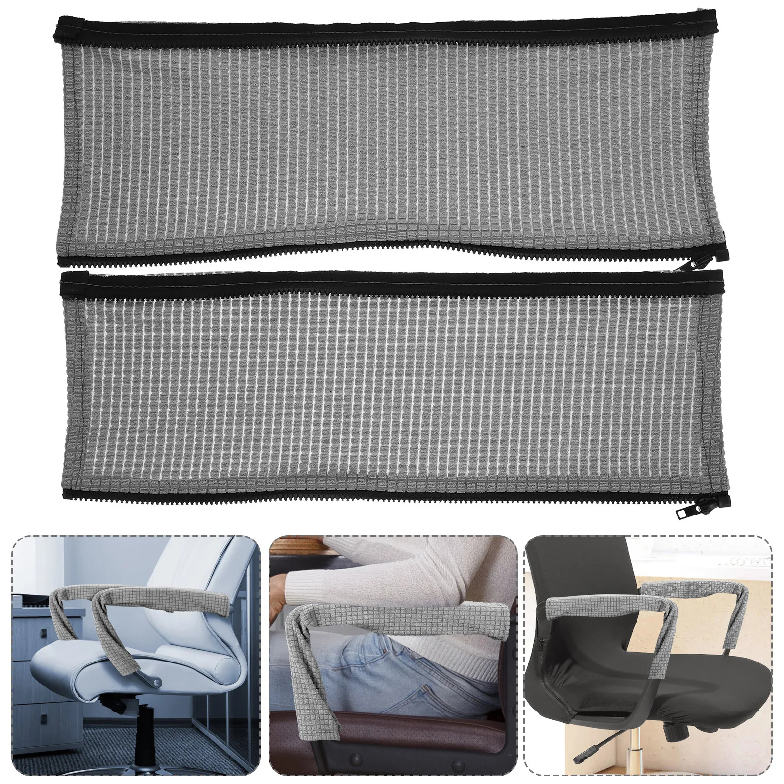2Pcs Office Chair Armrest Covers Waterproof Elastic Polyester Armrest Pad Cushion Anti Skid Chair Handle Covers Universal Fit