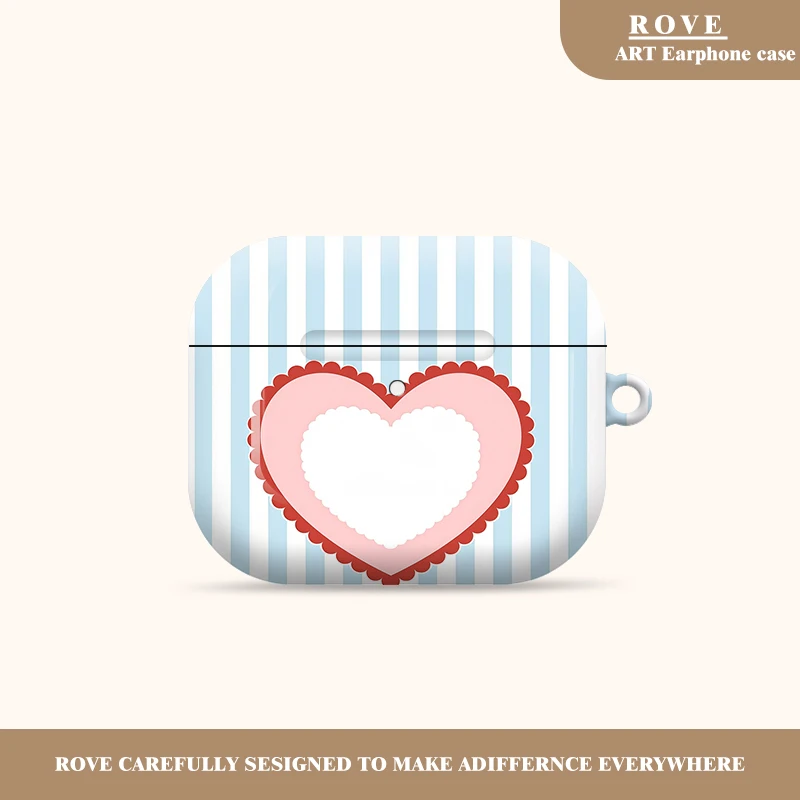 

Heart on Blue - White Stripesfor Apple Airpods Pro 3 Earphone Case Gloss Protection Cover Case for Airpods 2 3 4 Film Case