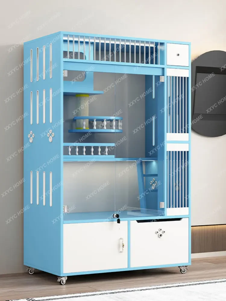 Cat Cabinet Solid Wood Cage Home Villa Balcony Room Nest Large Space Indoor Double House Wooden