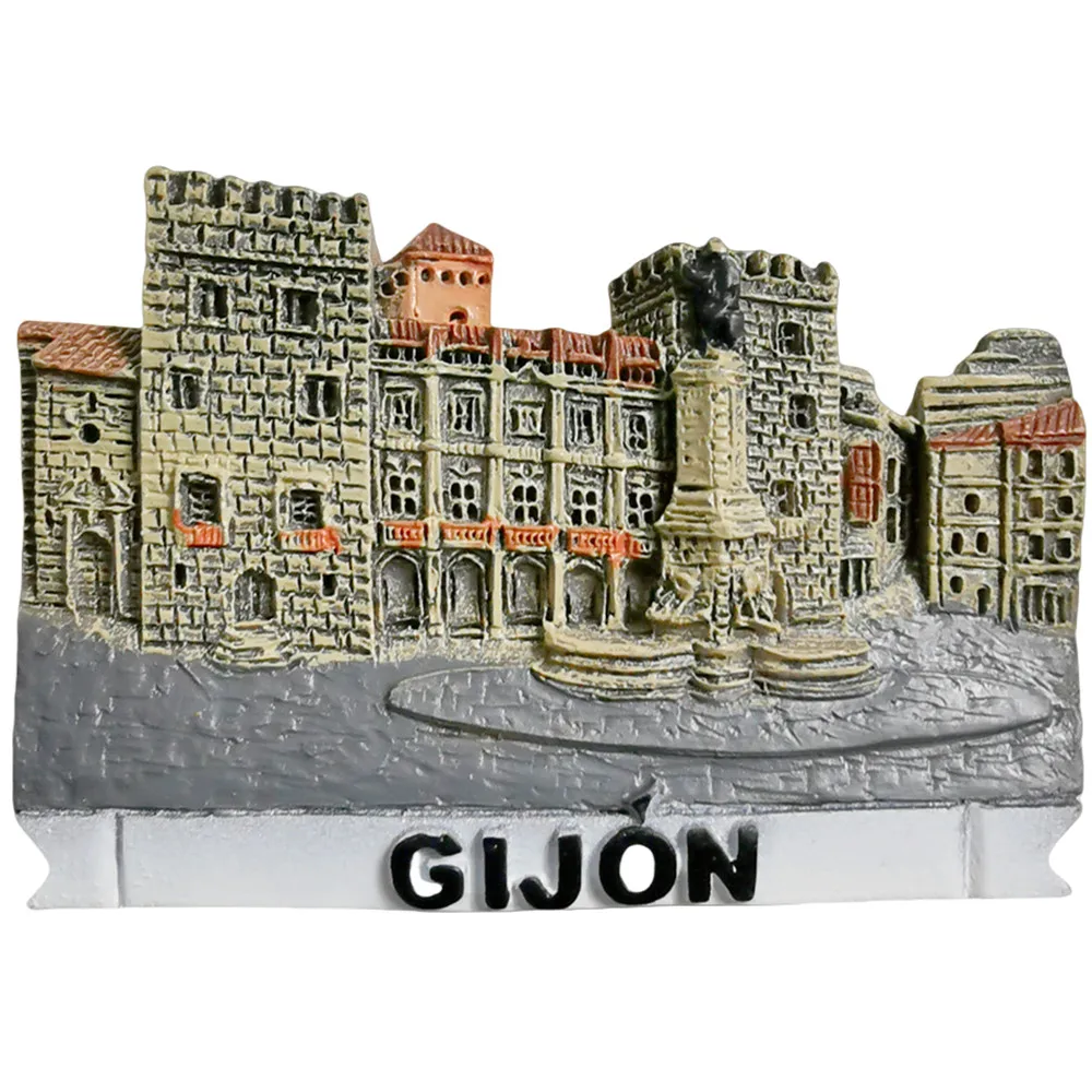 Imán para nevera Gijon España, recuerdo de viaje, imán decorativo para refrigerador, colección de manualidades pintadas a mano