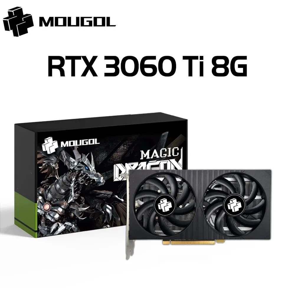 Mougol การ์ดกราฟิกใหม่ NVIDIA GeForce RTX3060Ti 8G การ์ดหน่วยความจำสำหรับเล่นเกม GDDR6 PCIEx16การ์ดคอมพิวเตอร์ตั้งโต๊ะ256Bit 4.0