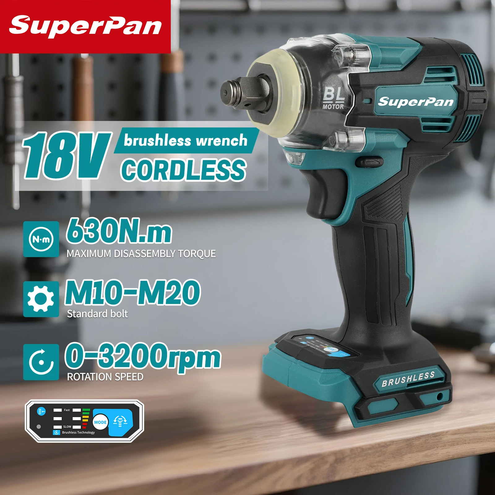 

Ударный гайковерт Superpan TW004G, бесщеточный, с высоким крутящим моментом, для авторемонта