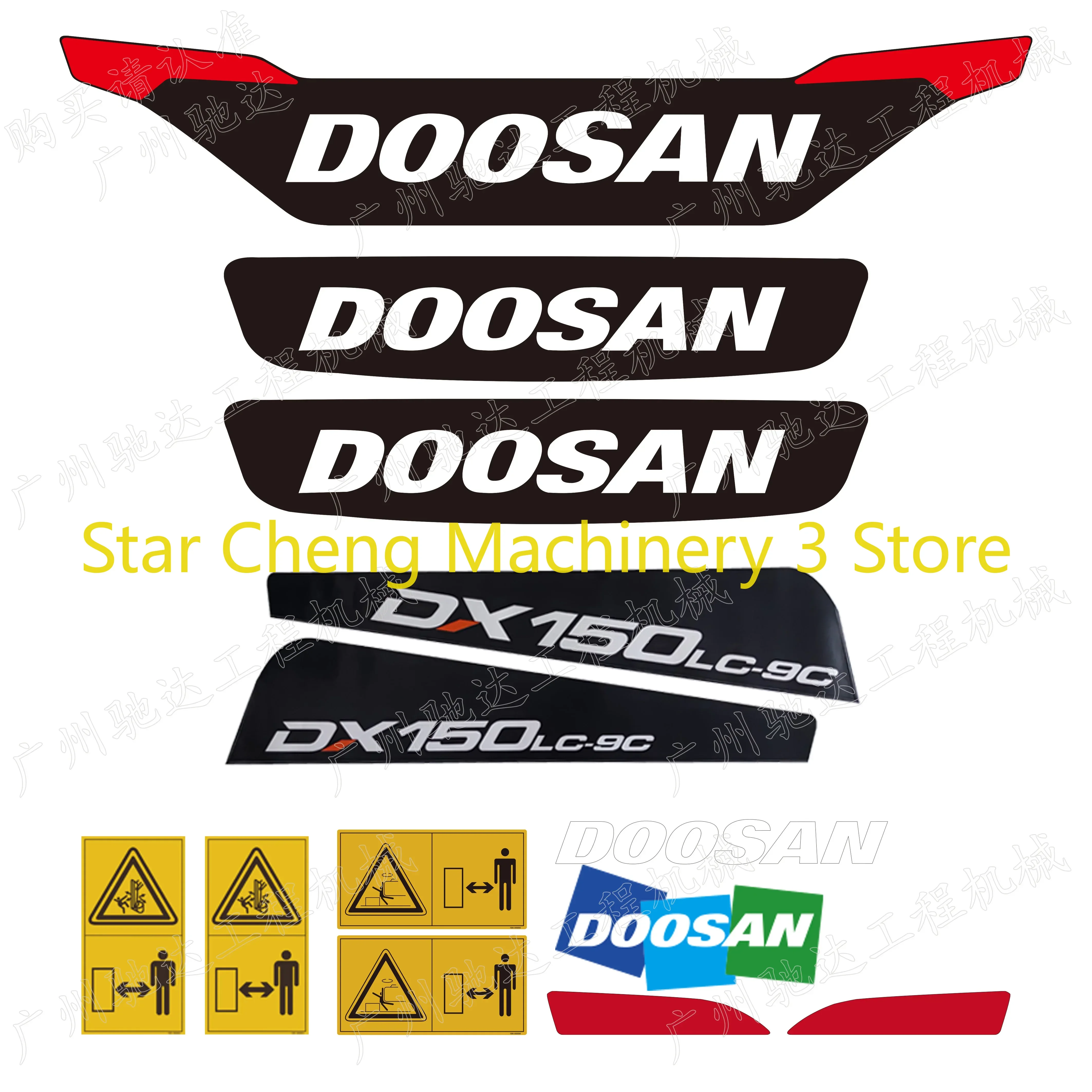 For Doosan Dx150 220 225 230 260 300 380 420 520-9c Car Logo Side Door Stickers