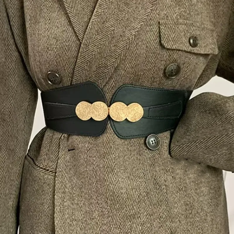 

Высококачественный широкий пояс, женское украшение, модный эластичный черный женский пояс с модными аксессуарами, верхняя одежда