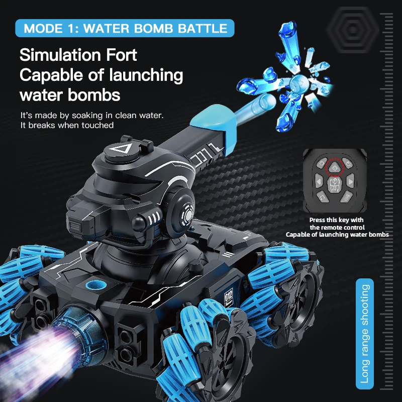 2.4G Water Bomb RC Tank Light And Music Shooting Toy Boy Tracked Vehicle Radio Control Combat Vehicle RC Vehicle Gifts For Kid