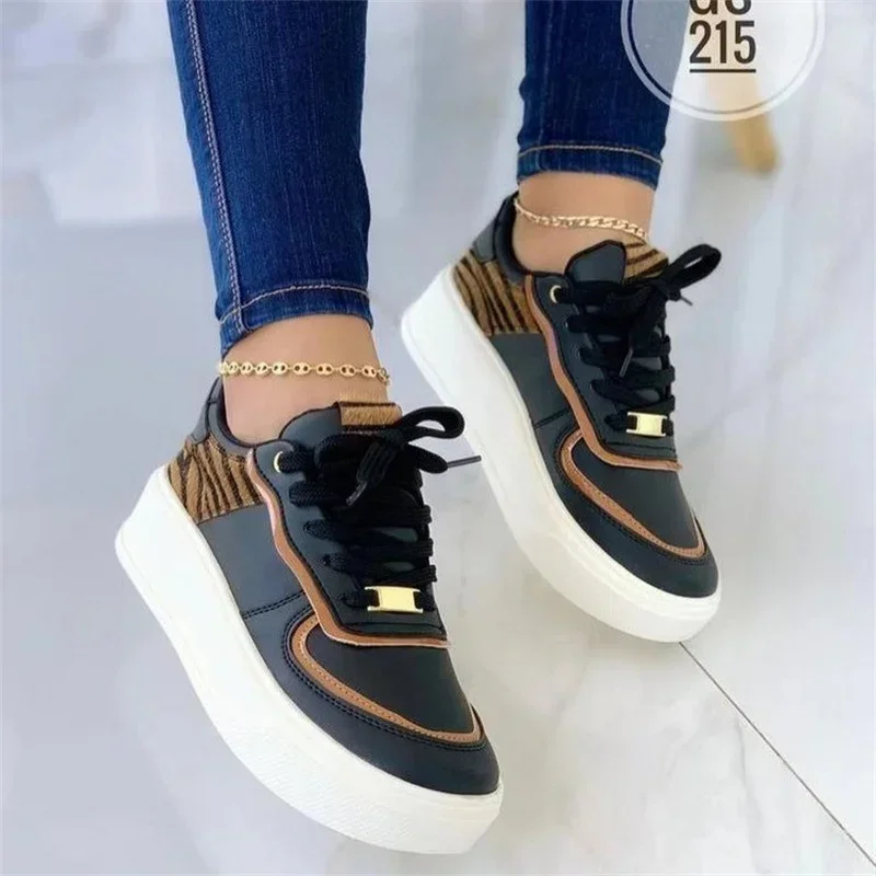 

2023 New Mixed Colors Lace Up Women's Vulcanized Sneakers Shoes for Women Autumn Women Sneakers Casual Round Head Ladies Shoes