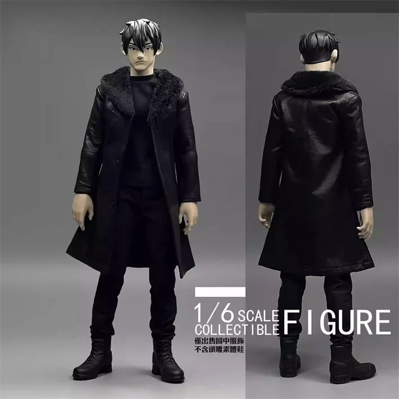 1/6 Scale Trendy Handsome Black Cotton Jacket Leather Jacket Long Sleeved Top Long Pants Fit 12 inch Action Figure Model Toys