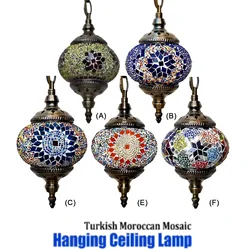 Turkish Moroccan Mosaic Hanging Ceiling Lamp E27 Turkish Retro Lighting Restaurant Club Single Head Chandelier Home Decoration