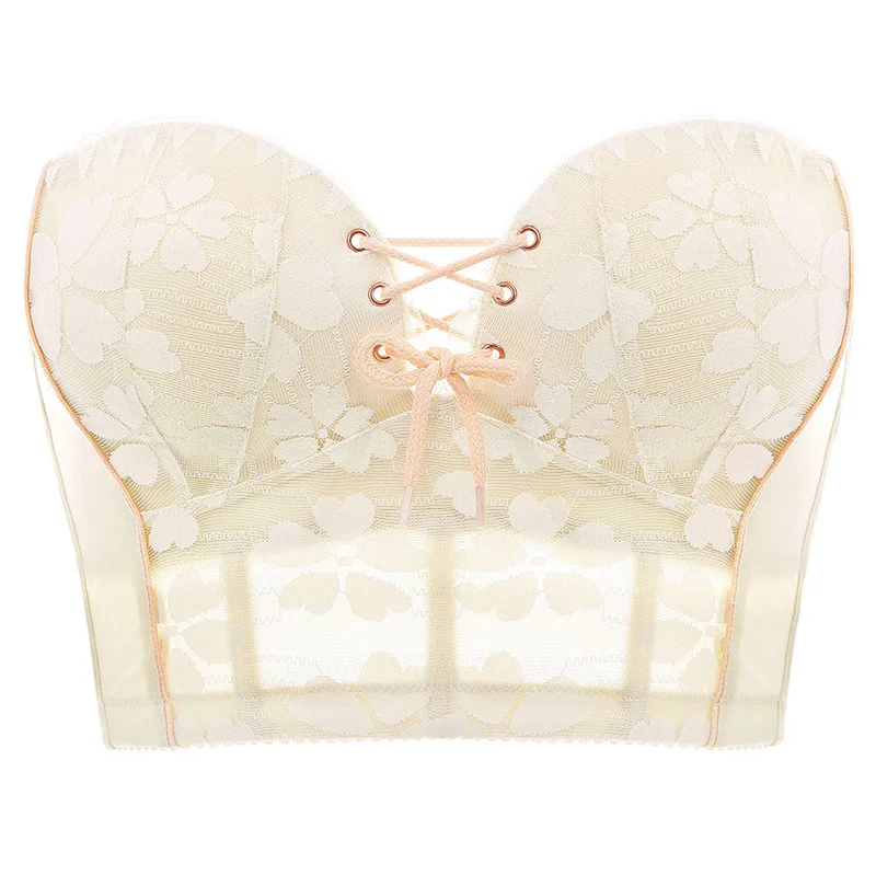 Strapless Bra Women's Thin Summer Push up Wireless Bra Beauty Back Underwear Women's Adjustable Big Chest Anti-Sagging