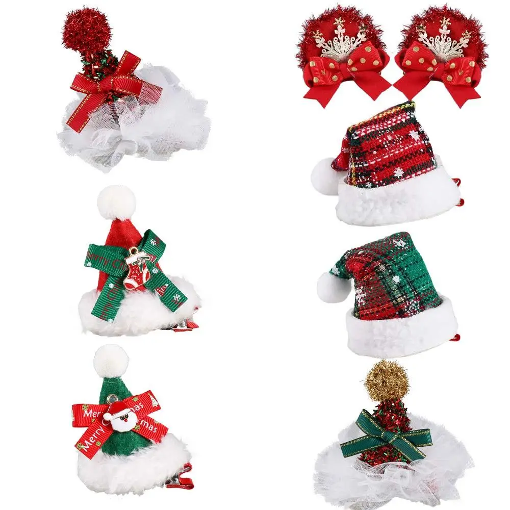 

Christmas Decor Kids Gifts Bowknot Christmas Hat Hairpin Christmas Costume Dress Up Children Hair Clip Korean Hair Accessories
